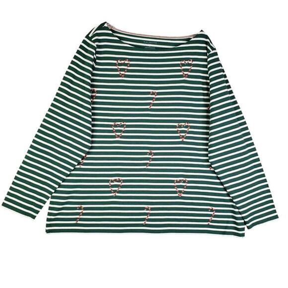 Talbots Shirt Women’s Plus Size 2X Striped Green Christmas Candy Cane New - Picture 2 of 10